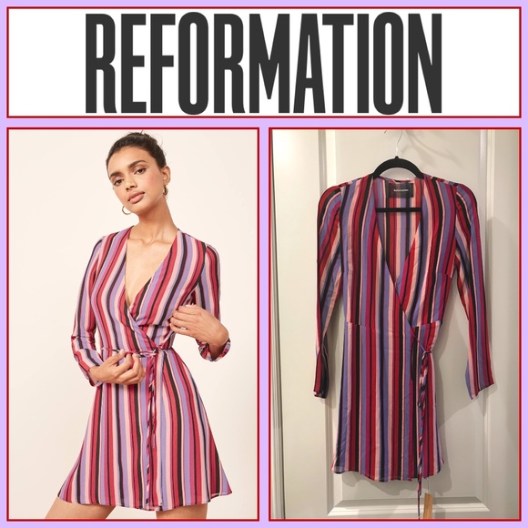 REFORMATION- GJELINA WRAP MINI DRESS (NWT) - Picture 1 of 13
